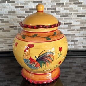 Heartfelt Kitchen Creations Colorful Rooster Ceramic Cookie Jar
